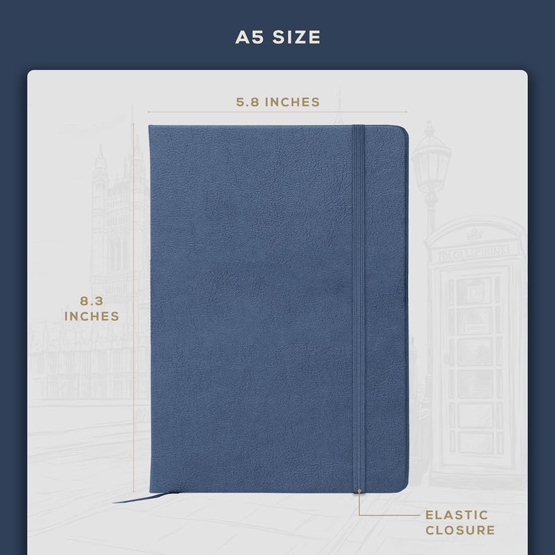 Beechmore Books دفتر رسم A5 – 5.8x8.3 جلد فاخر نباتي كبير مع 156 صفحة سميكة 160gsm بيج كريم مثقبة، دفتر رسم فارغ، صندوق هدايا، جيب خلفي، علامة مرجعية - Image 4